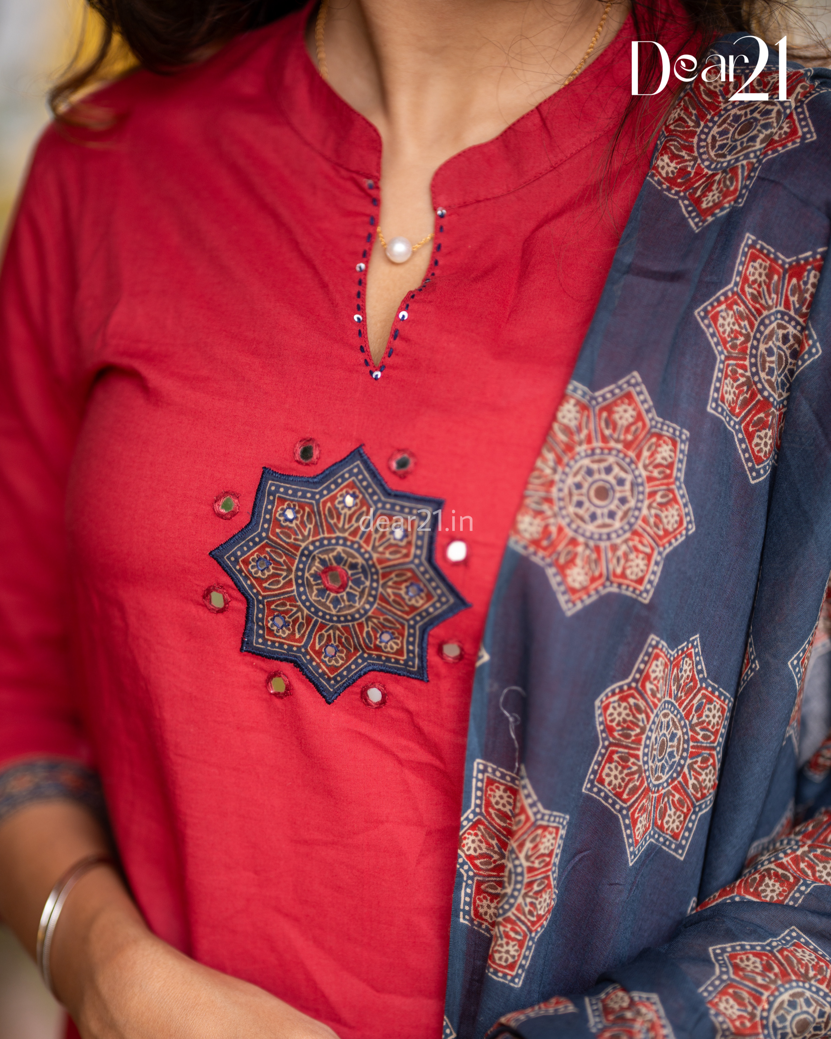 Red Charm Cotton Kurti Set 3