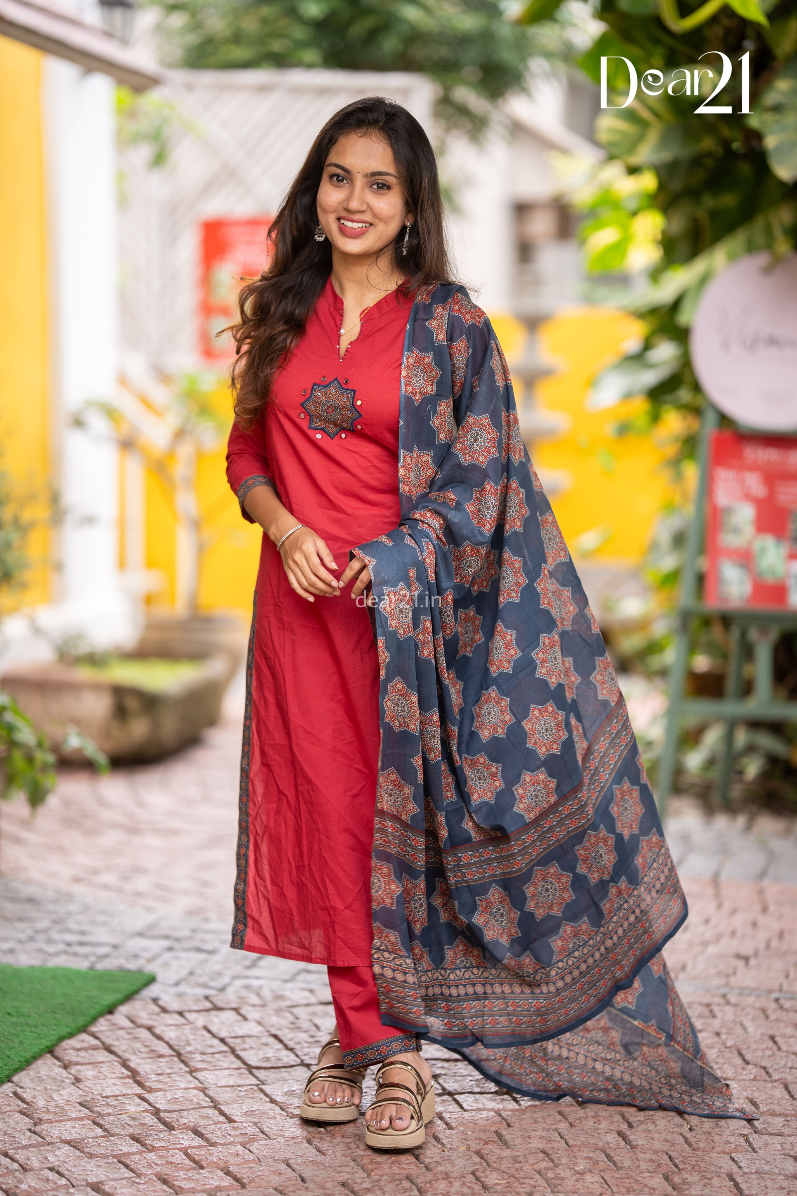 Red Charm Cotton Kurti Set 4