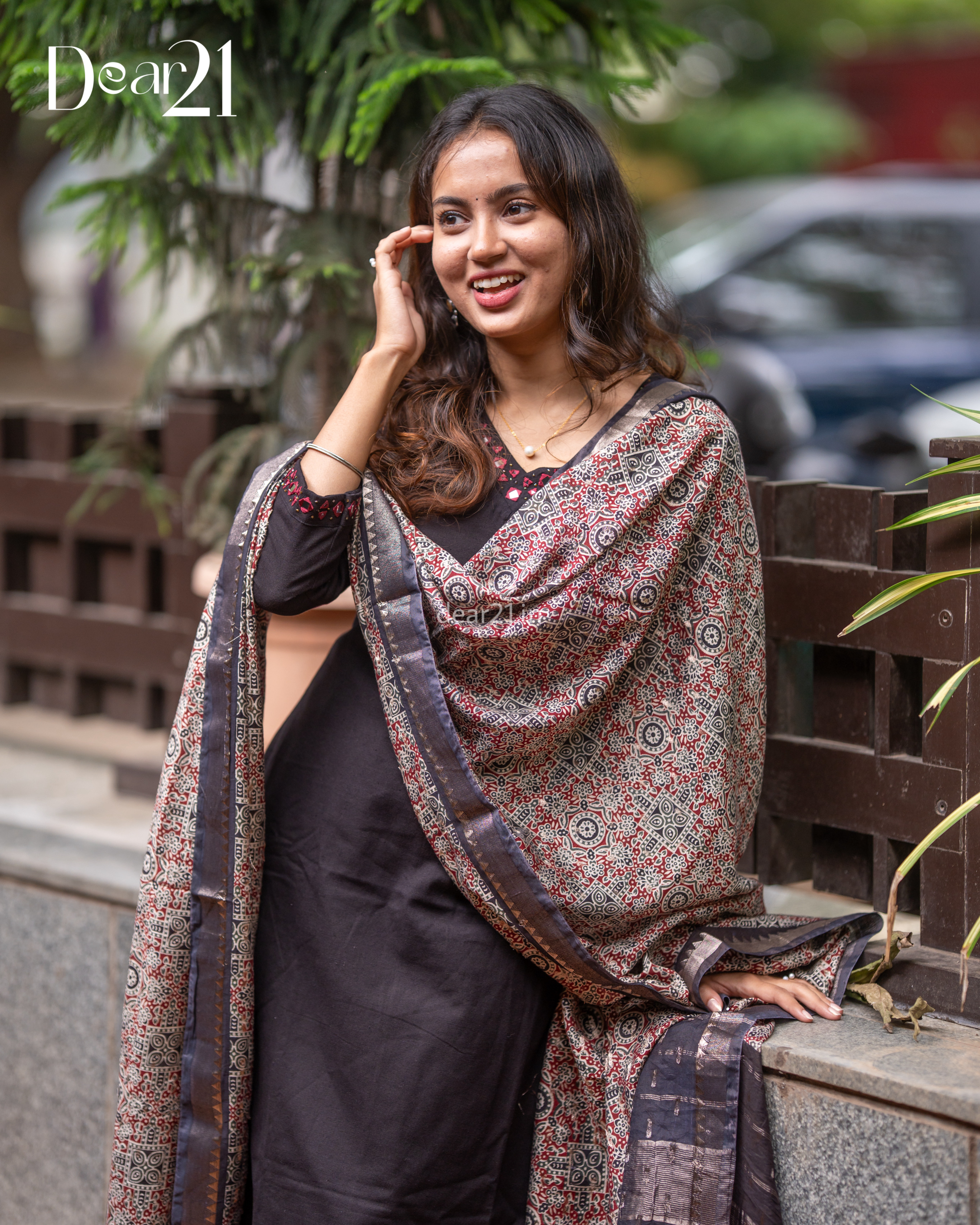 Black Ajrakh Cotton Kurti Set 5