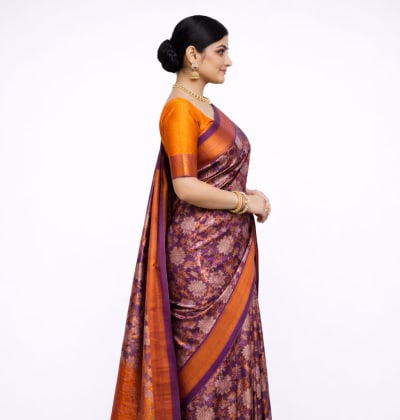 ✨Royal Copper Plum Kanchipuram Silk Saree