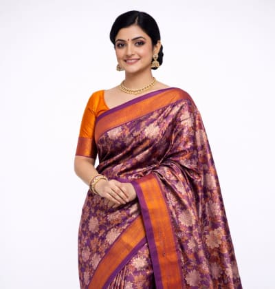 ✨Royal Copper Plum Kanchipuram Silk Saree