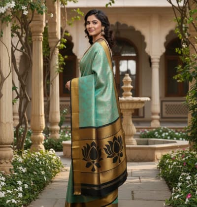 ✨ Elampillai Handloom-Inspired Soft Linen Silk Saree – Pastel Peach & Shimmering Silver Zari ✨