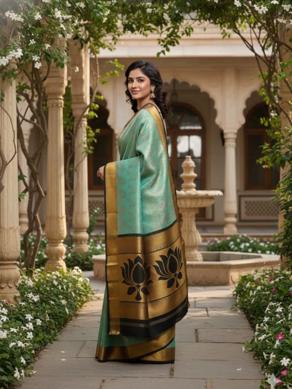 Elampillai Handloom-Inspired Soft Linen Silk Saree – Pastel Peach & Shimmering Silver Zari