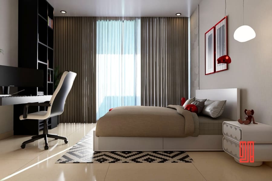 Bedroom interior at Park Residences by URU Design in Dubai