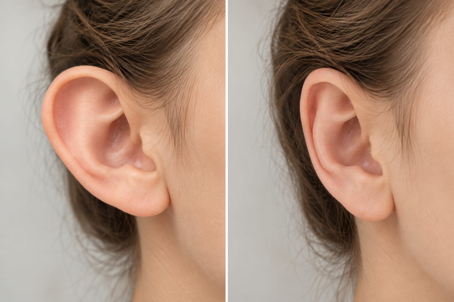 Comparativa de una oreja antes y después de la otoplastia