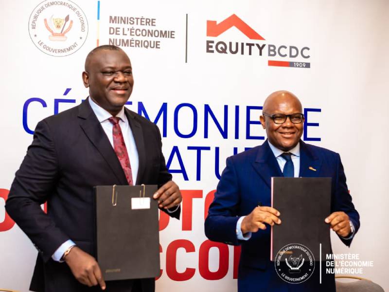 Transformation numérique en RDC : Le Ministère de l’Économie Numérique et Equity BCDC signent un Protocole d'accord.