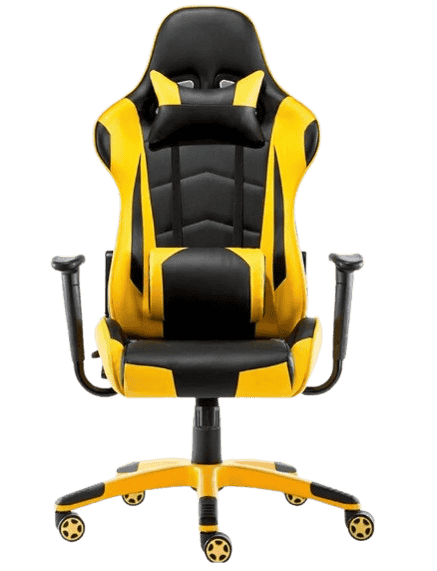 Black & Yellow Reclining Chair with Lumbar Support Racing Design