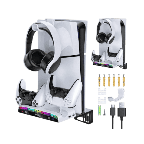 iPega PS5 Wall Mount Kit – RGB Charging & Accessory Hub