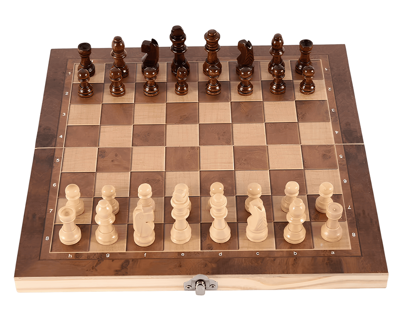 Wooden Chess Board - 3-in-1 Folding Travel Game Set with Storage Wooden Chess Board