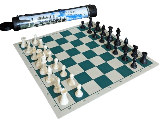 Foldable Portable Chess Board Game - Canvas Travel Set with Bag Chess Board