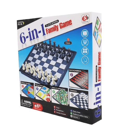 6-in-1 Magnetic Board Game Set - Compact Family Fun Collection Board Game Set