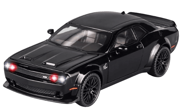 Dodge Challenger Hellcat Die-Cast – Pull-Back Muscle Car with Sound & Light Die Cast Model