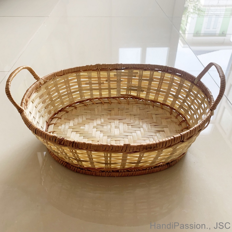 Woven Basket with Handle, Vietnam Traditional Handmade Rattan