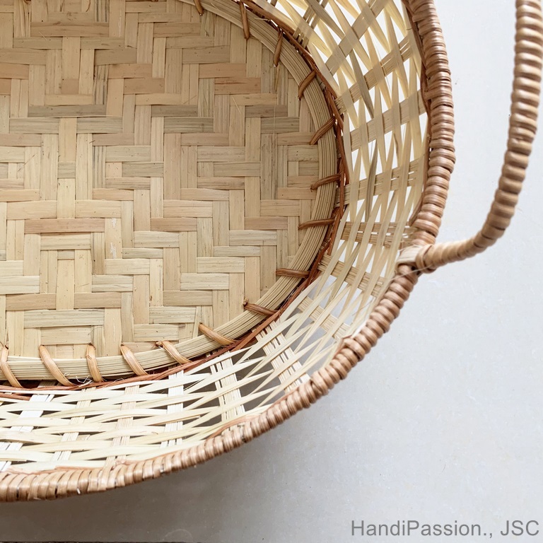 Vietnam Handmade Round Basket, Woven Basket, Woven Basket, Rustic Basket