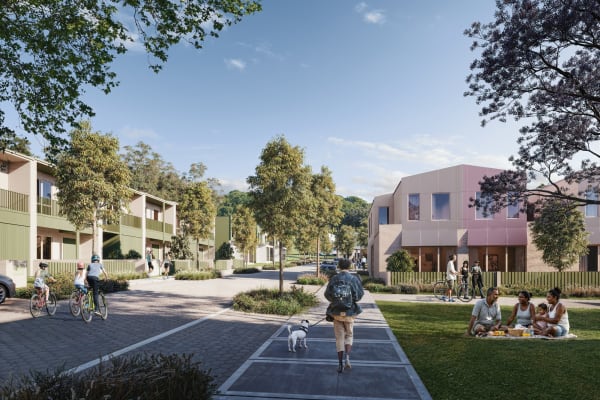 East Lismore Stage 1 Terraces and laneway view looking east 2000px