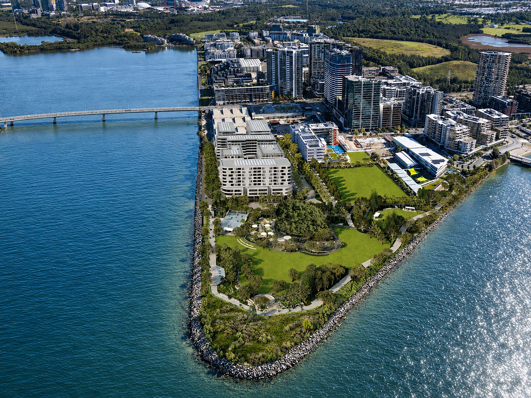 Artist impression of park and mixed use development, subject to change and approvals
