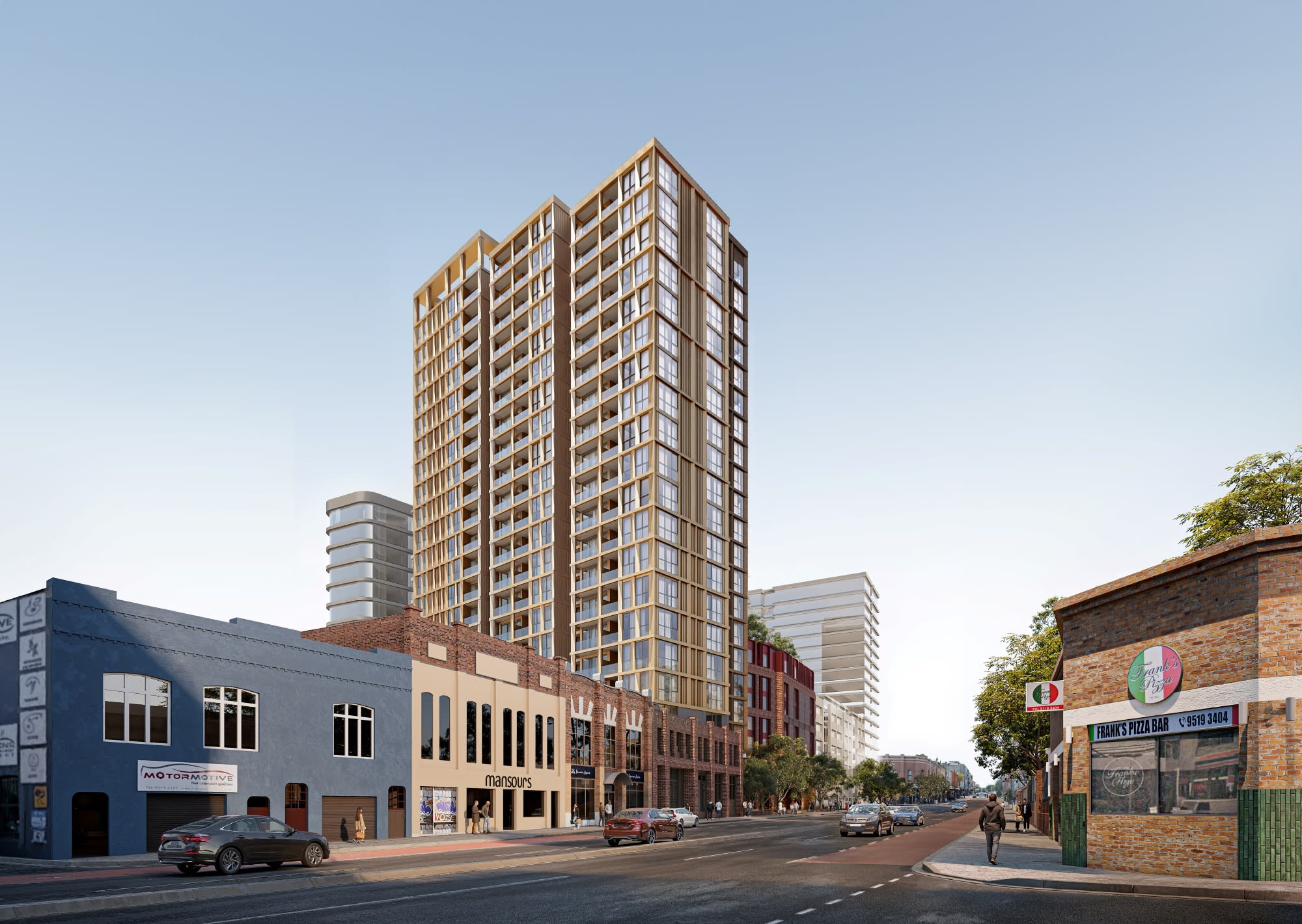 Artists impression of development from Parramatta Road subject to change and approvals