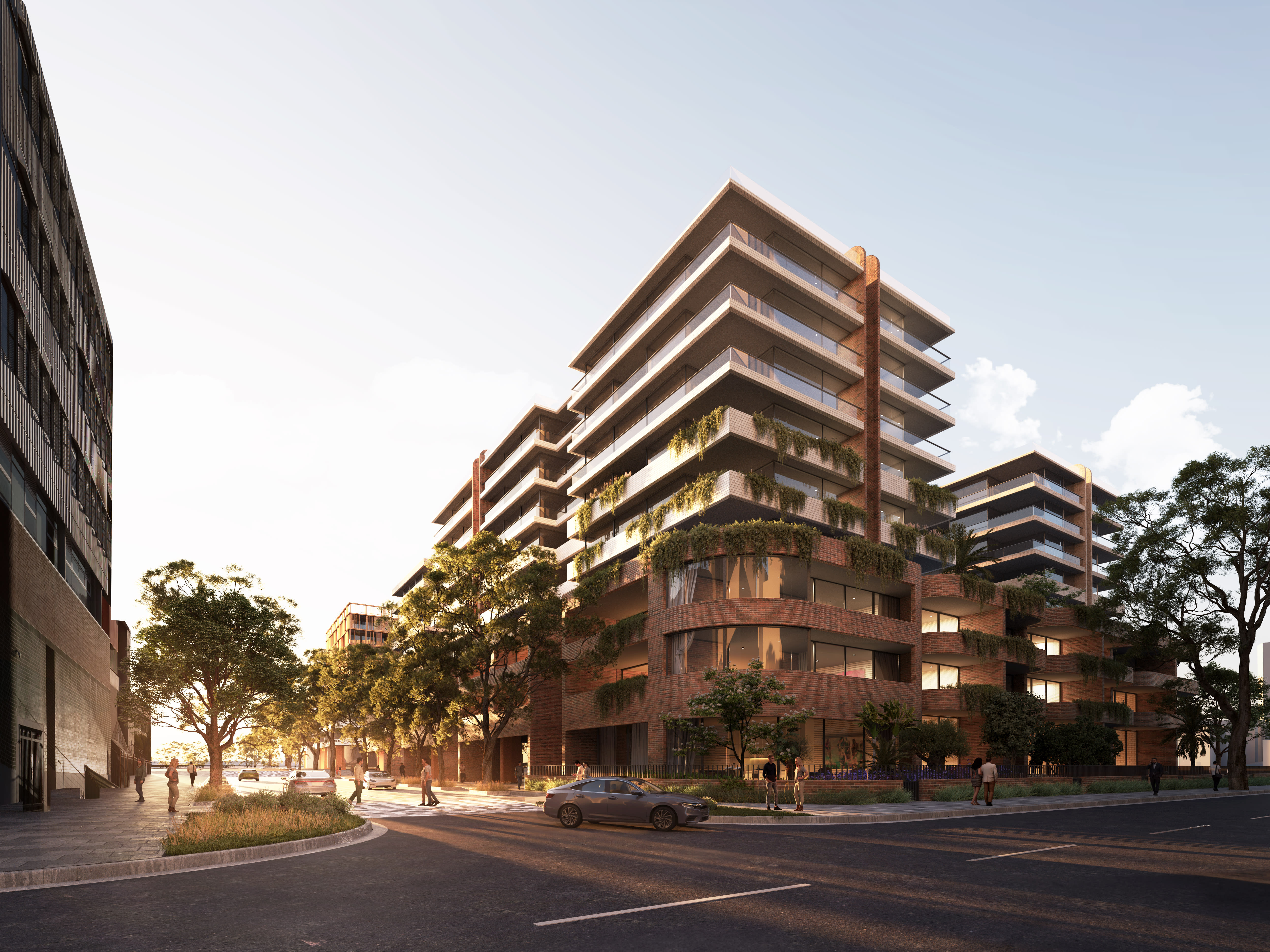 Artist impression of concept mixed-use development from Burroway Road, subject to change and approvals