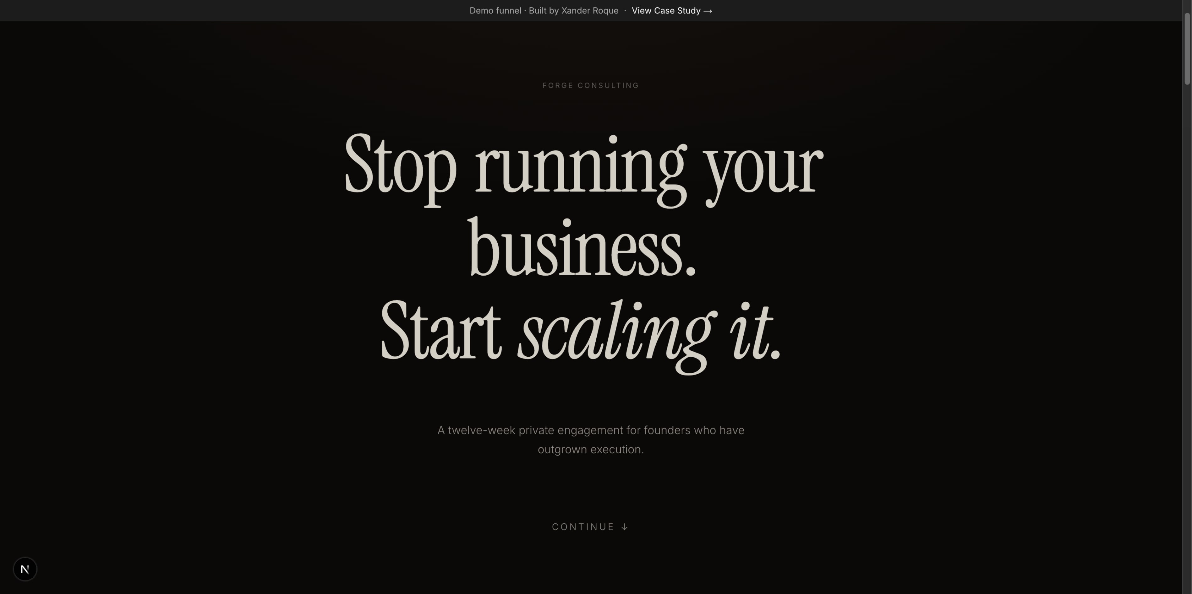 Designed a founder coaching funnel that feels like a private invitation