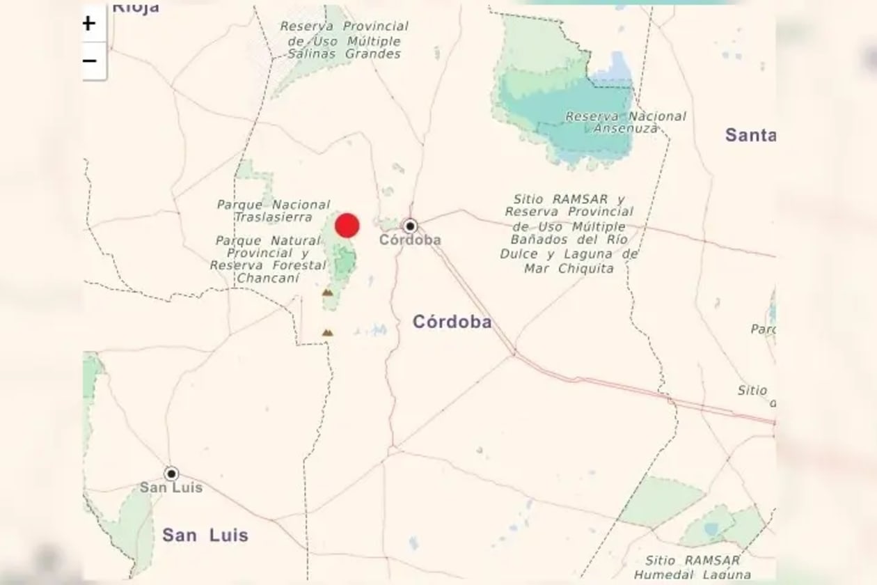 Sismo de 2.7 grados sacude las sierras de Córdoba
