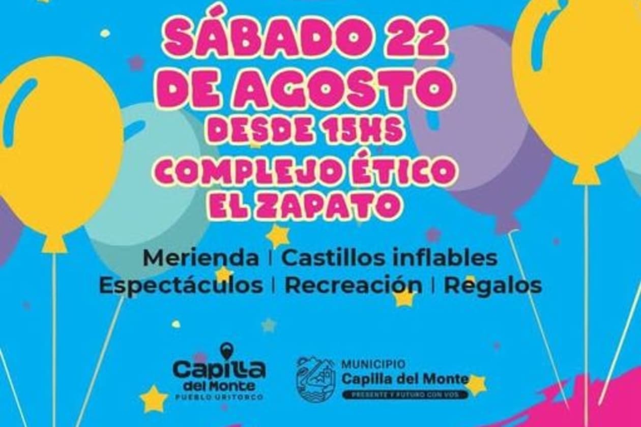 Capilla del Monte celebrará el Día del Niño en el Complejo El Zapato