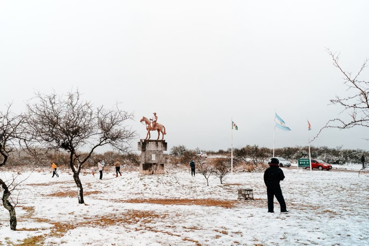 Fin de semana con nieve en las sierras del sur de Córdoba