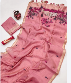 Pure Cotton Saree, 6.3 M (With Blouse Piece) image 1