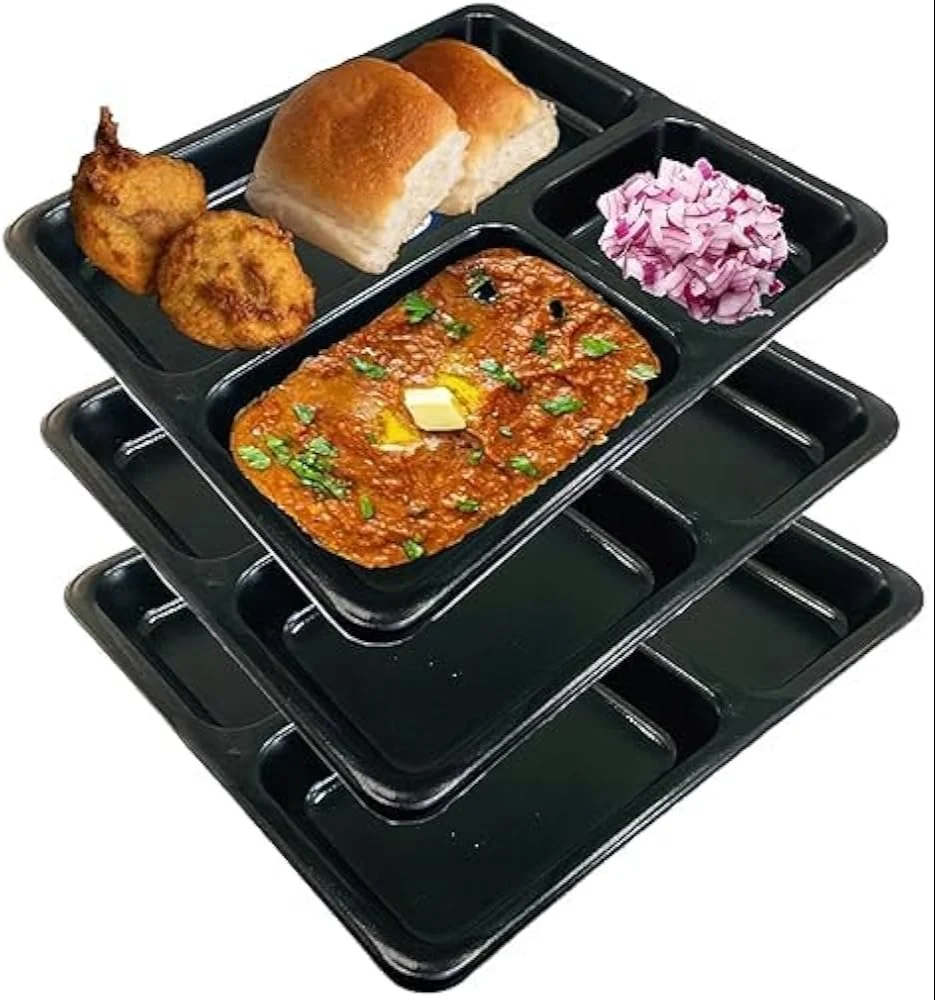 9 Inch Square Reusable Plastic Pav Bhaji Plate