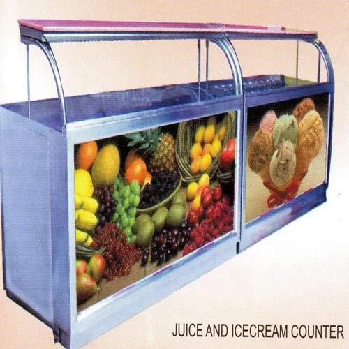 Commercial Stainless Steel Refrigerated Juice & Ice Cream Counter