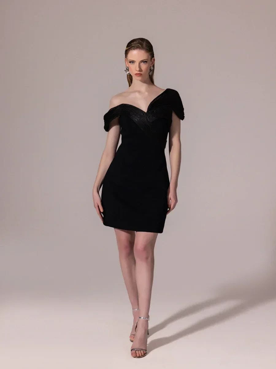 Midnight Pleat Mini Dress