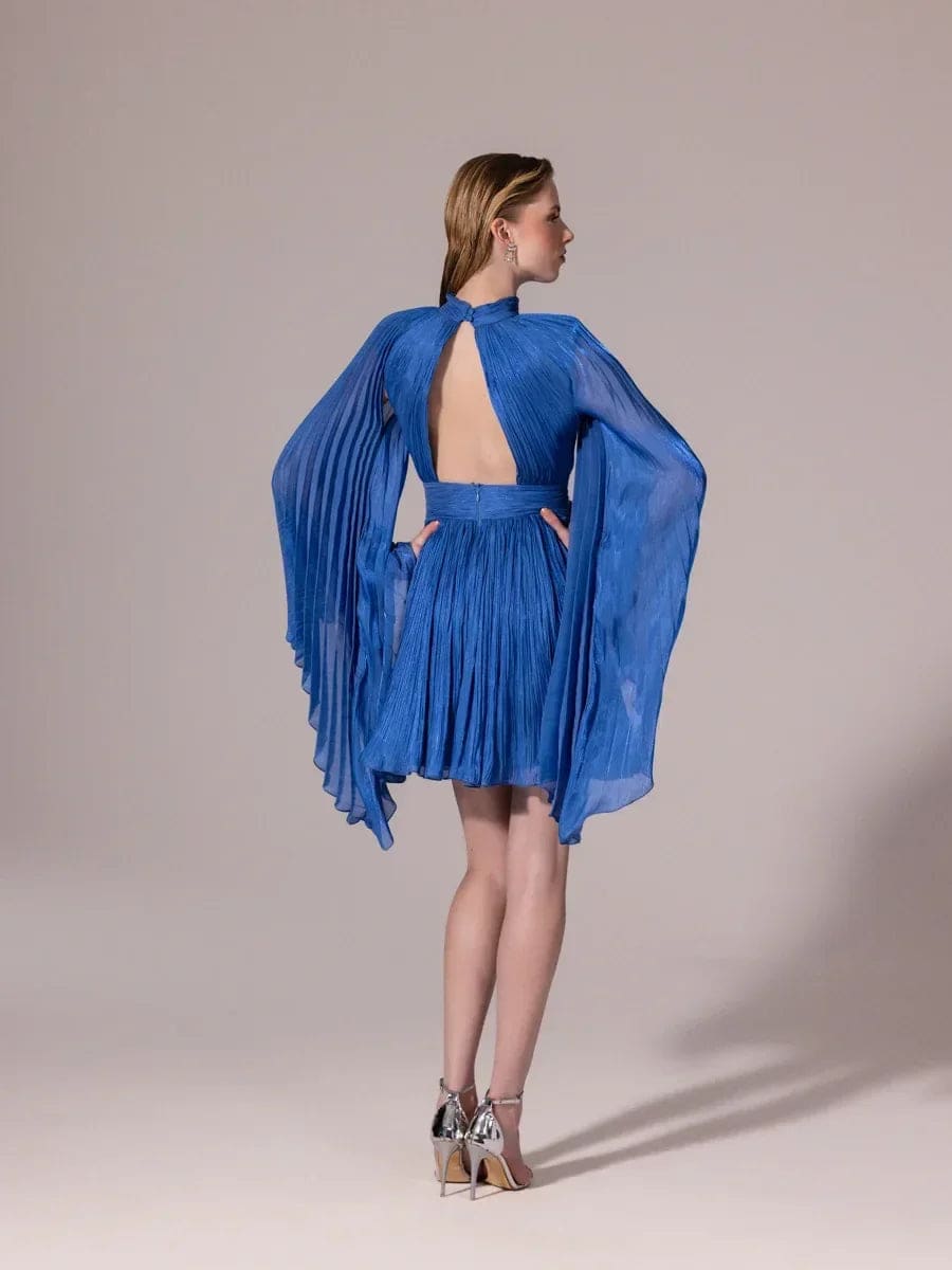 Azure Pleated Mini Dress