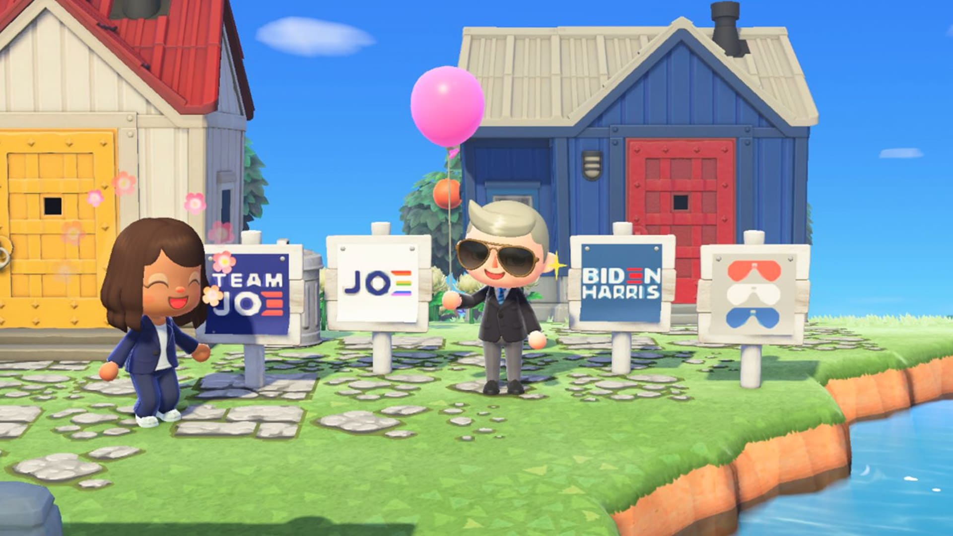 Kamala Harris and Joe Biden as video game characters in Animal Crossing: New Horizons on Biden HQ. Kamala Harris and Joe Biden as video game characters in Animal Crossing: New Horizons on Biden HQ.