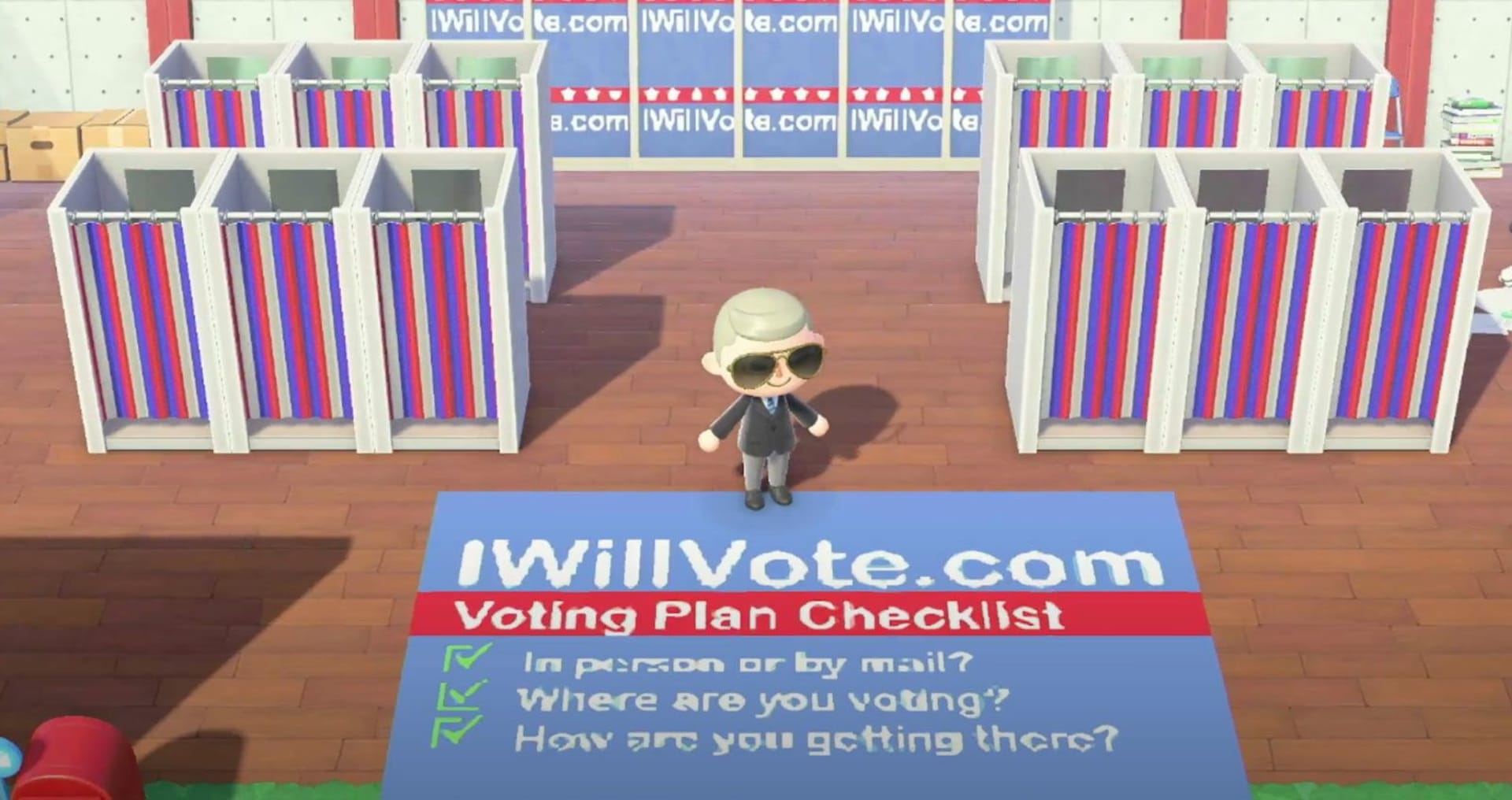Polling stations with Joe Biden’s video game character on Biden HQ. Polling stations with Joe Biden’s video game character on Biden HQ.