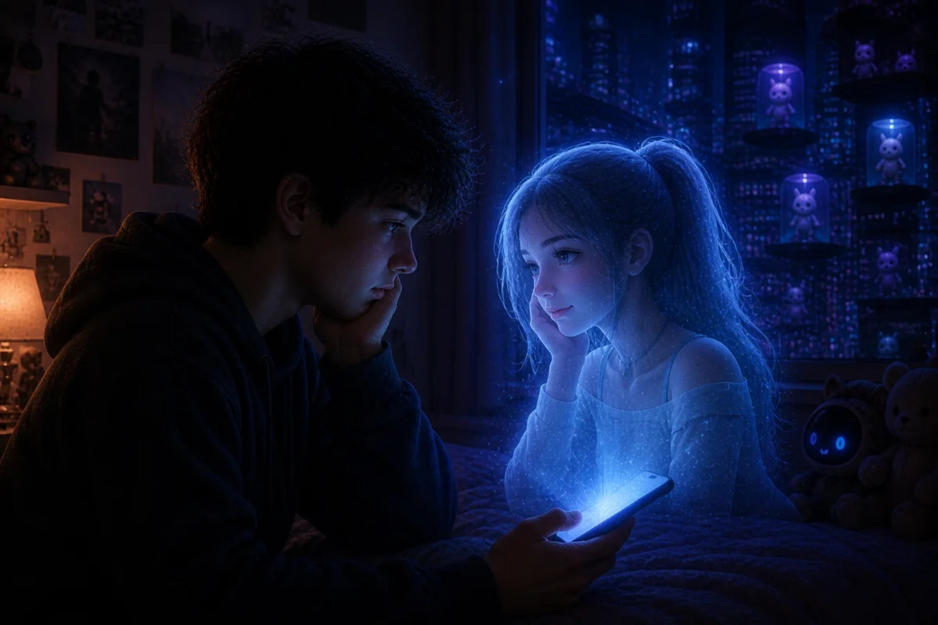 AI Generated image of Teen talking to his AI Companion
