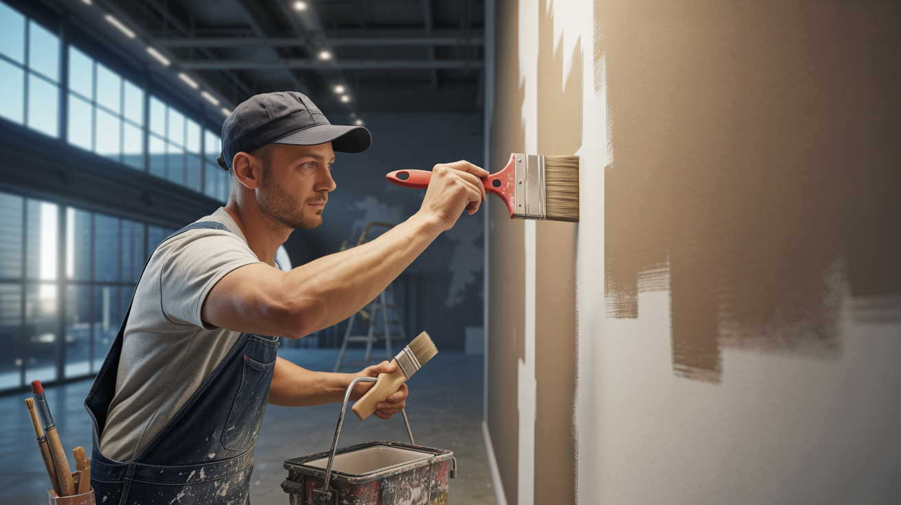 Professioneller Maler bei der Arbeit