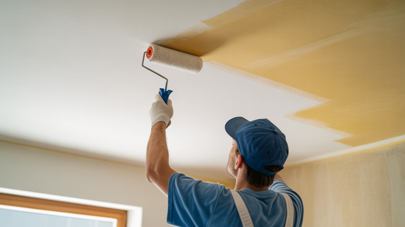 Decke streichen mit Rolle