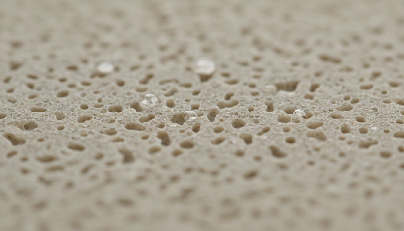 Rough and porous texture, natural beige color, effectively capturing moisture.
