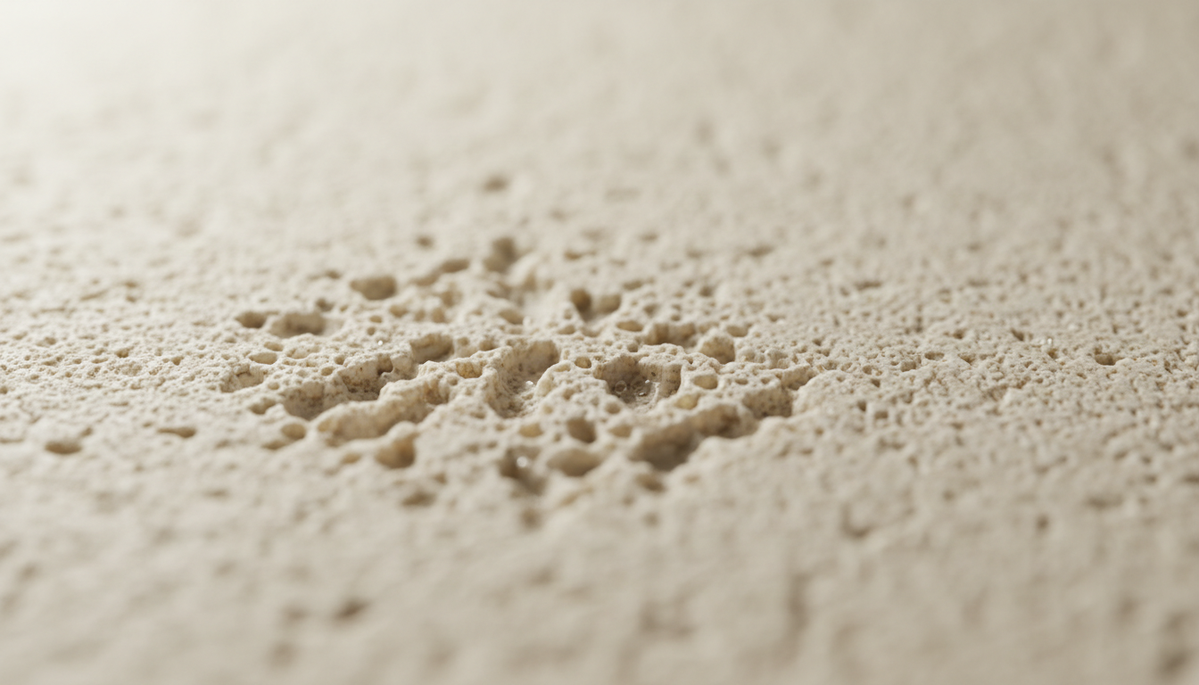 Texture granuleuse et légère de la diatomite, couleur crème, optimale pour absorber les liquides.