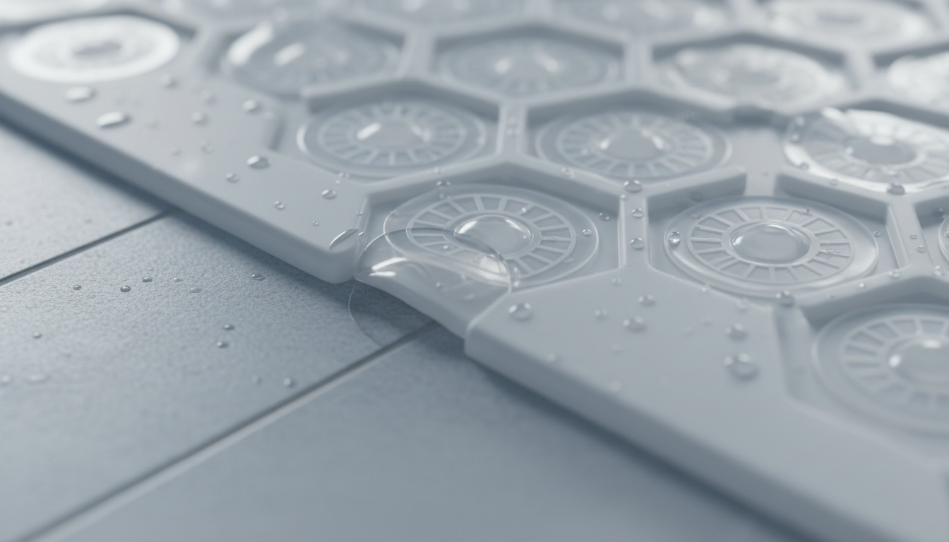 Gros plan sur la texture antidérapante, avec motifs en relief pour une meilleure adhérence.