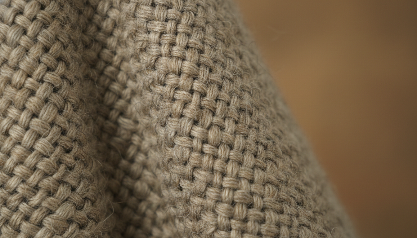 Gros plan sur la texture douce de la laine mérinos, avec des mailles soigneusement tissées.
