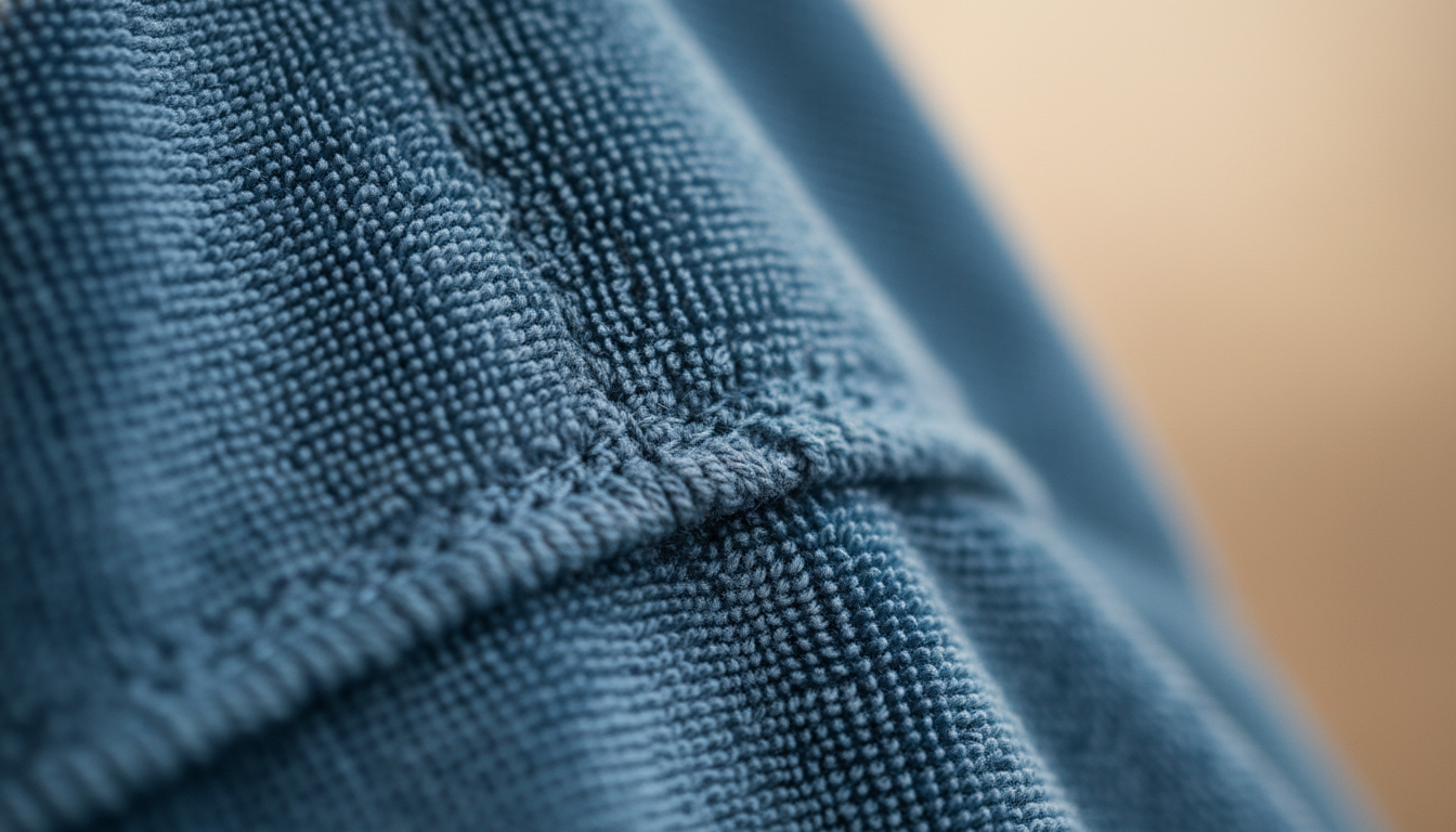 Gros plan sur la texture douce et absorbante en microfibre, couleur corail éclatante.