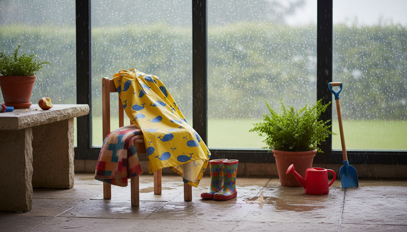 Poncho Pluie Enfant intégré dans un environnement quotidien moderne et accueillant