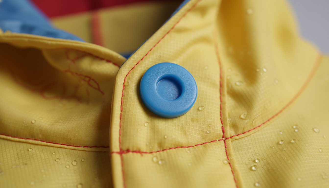 Vue détaillée du poncho pluie enfant présentant ses caractéristiques distinctives