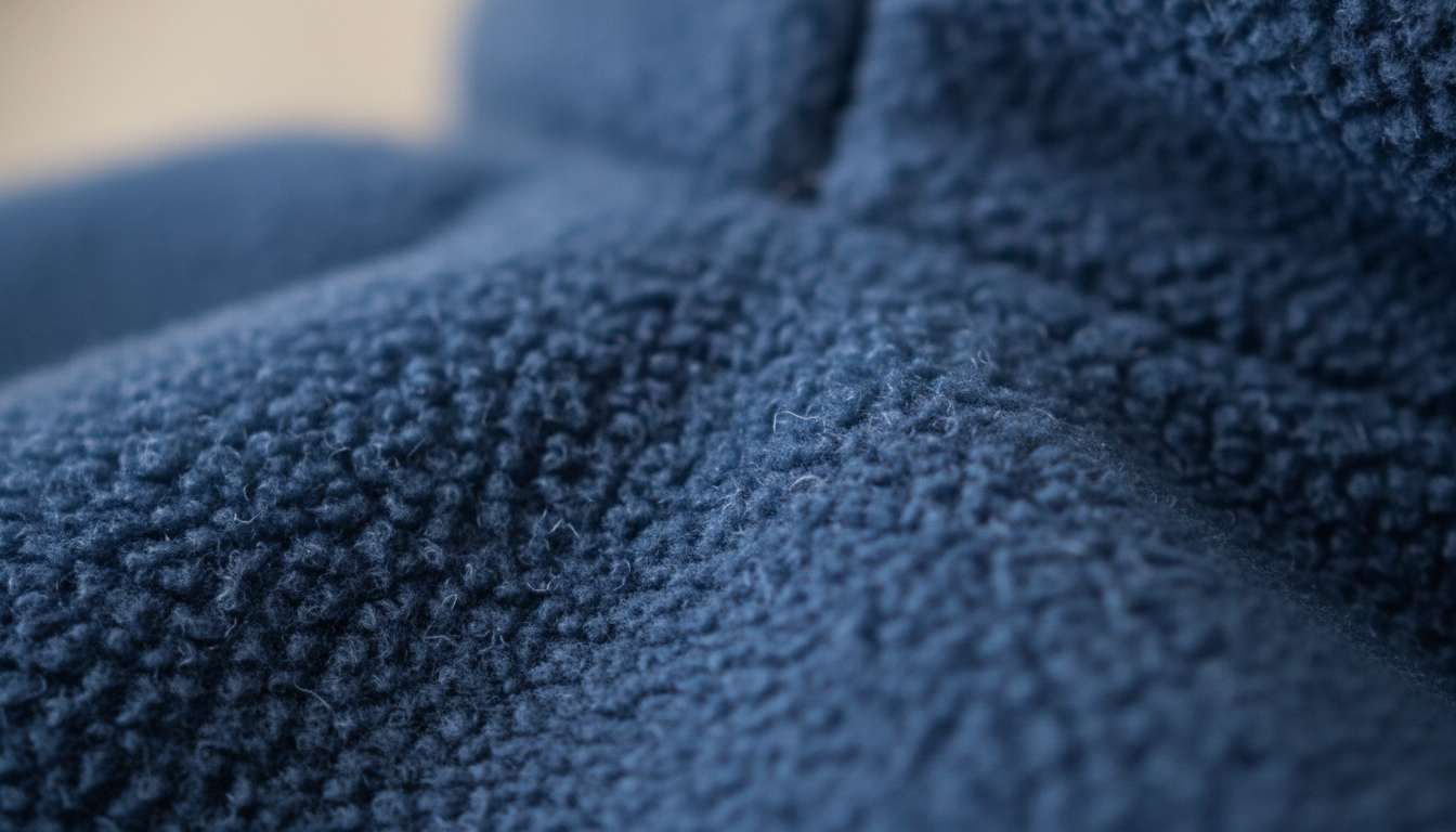 Vue détaillée du poncho polaire enfant présentant ses caractéristiques distinctives