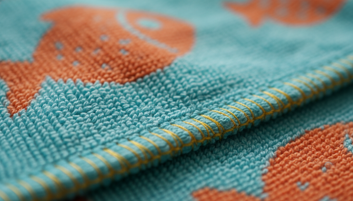 Gros plan sur la texture douce en microfibre, logo brodé lumineux et coutures renforcées.