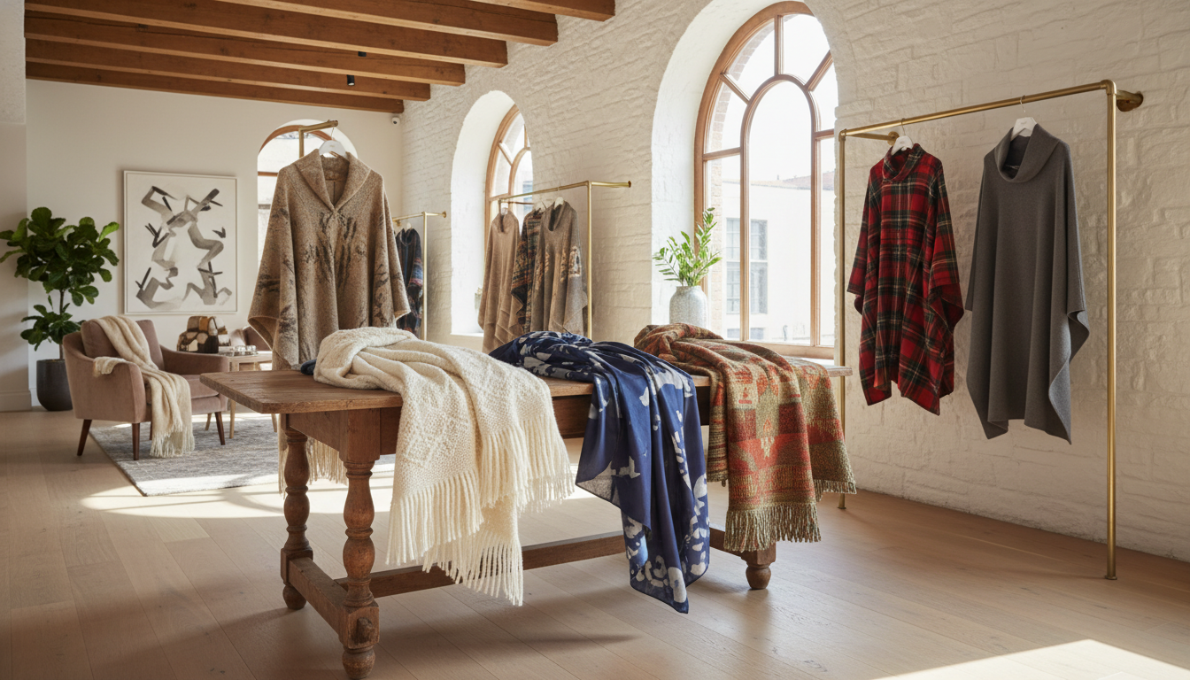 Les Styles De Poncho mis en valeur dans une ambiance décorative raffinée et harmonieuse