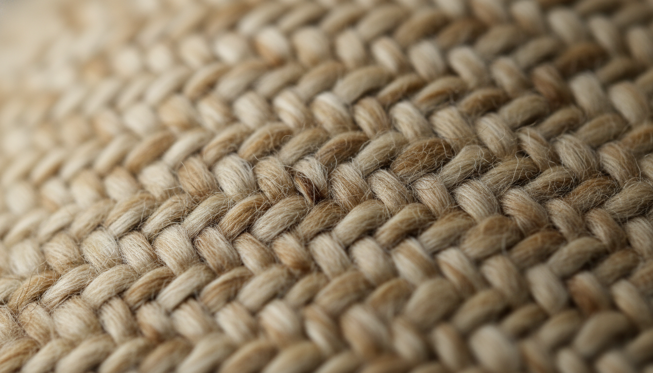 Texture douce et épaisse, mailles irrégulières en laine naturelle, teinte gris fumée.