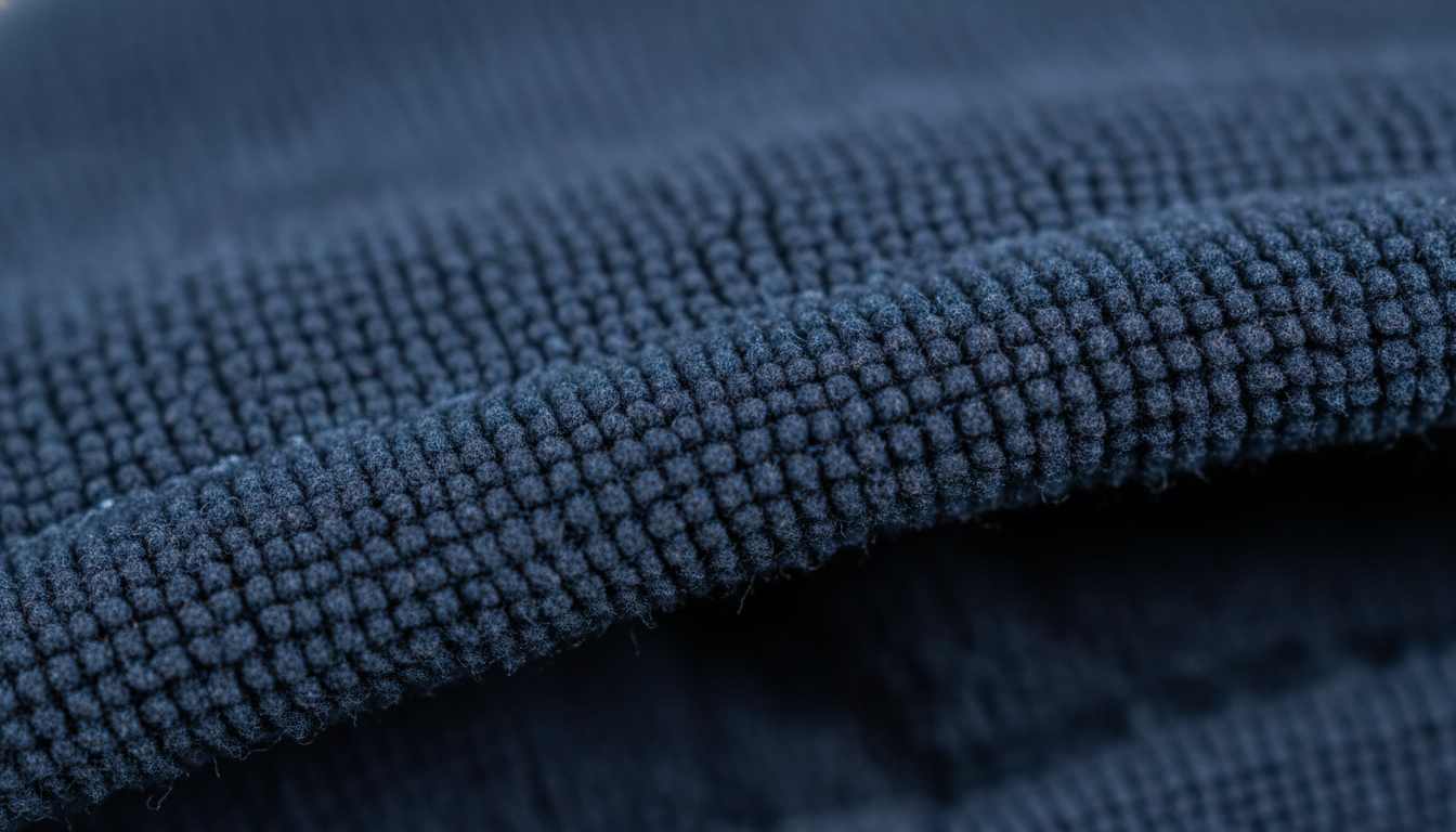 Gros plan sur la texture douce et absorbante, avec coutures renforcées et logo discret.