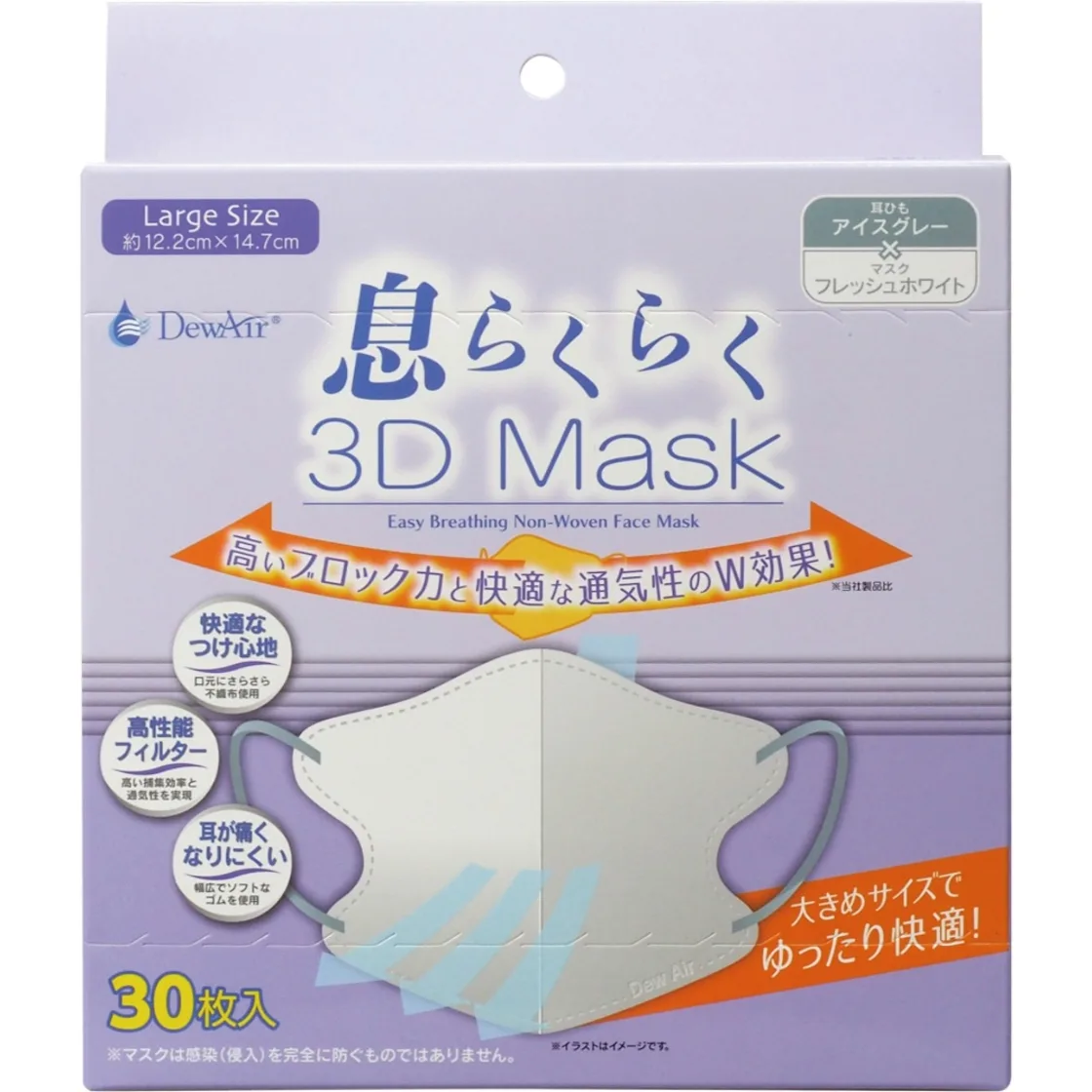 หน้ากาก DewAir ระบายอากาศง่าย 3D ไซส์ใหญ่