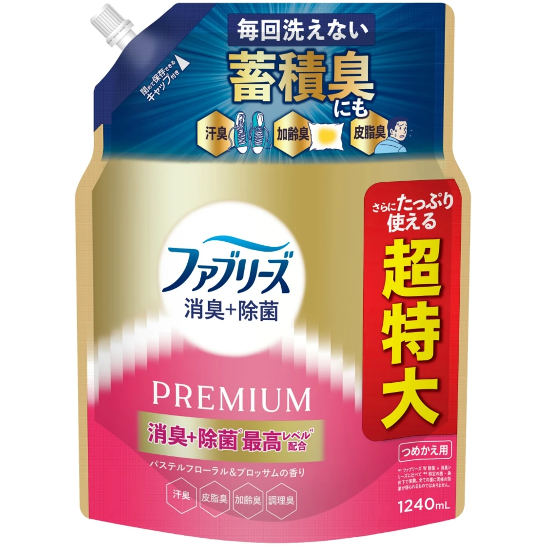 น้ำยาดับกลิ่นและฆ่าเชื้อ Febreze Premium กลิ่นพาสเทลฟลอรัลแอนด์บลอสซัม แบบรีฟิล 4 ครั้ง